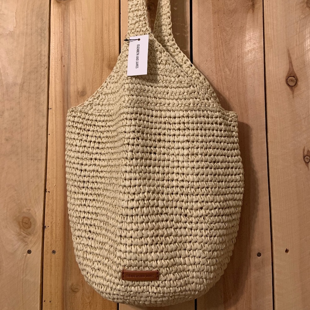 ELIZABETH AND JAMES CONTEMPORARY STRAW HOBO HANDBAG